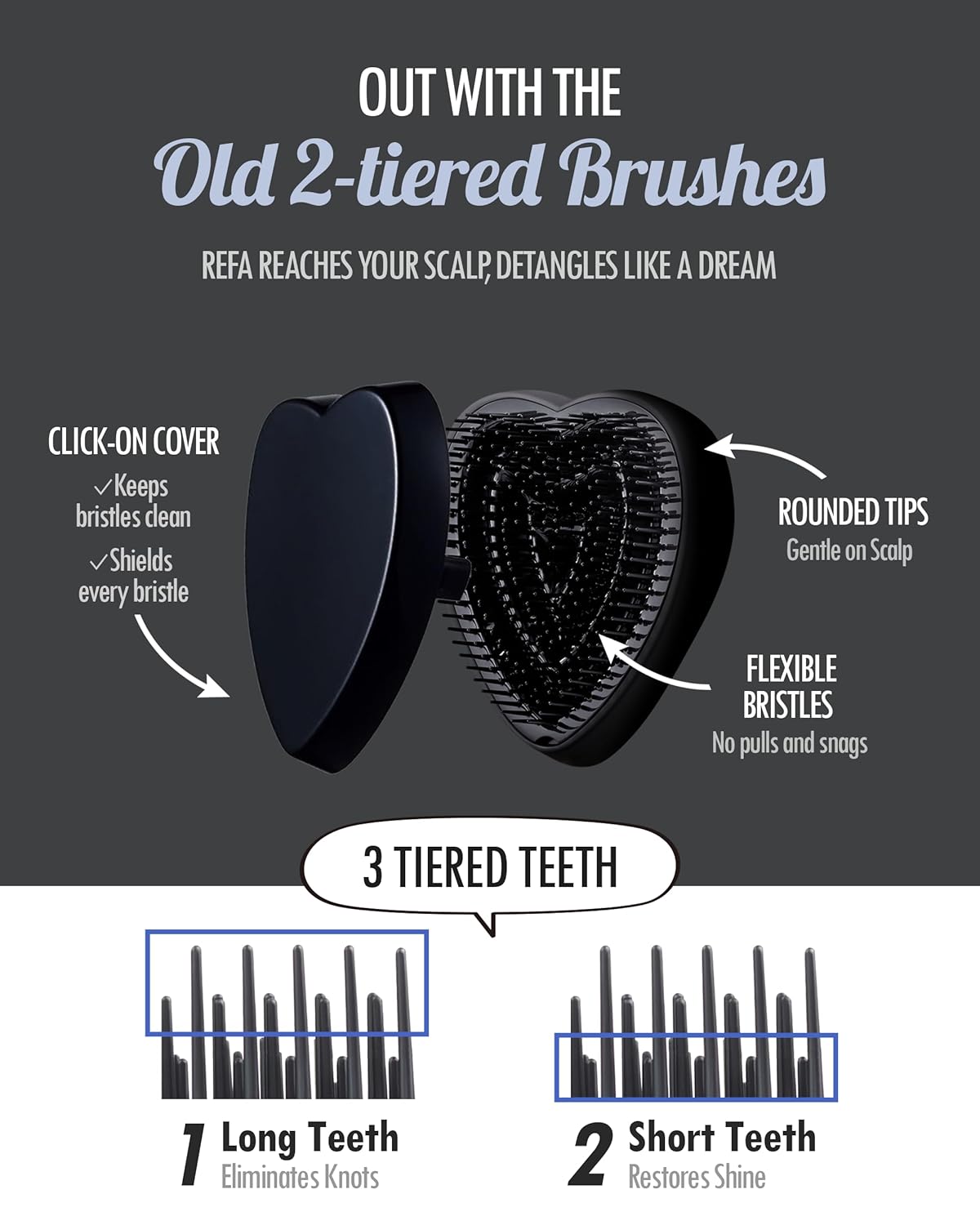 ReFa HEART BRUSH ROSE GOLD | Heart Shaped Detangling Brush for Women | Small Hair Brush for Thick Hair | Hair Detangler Hair Brush Travel Hair unbrush