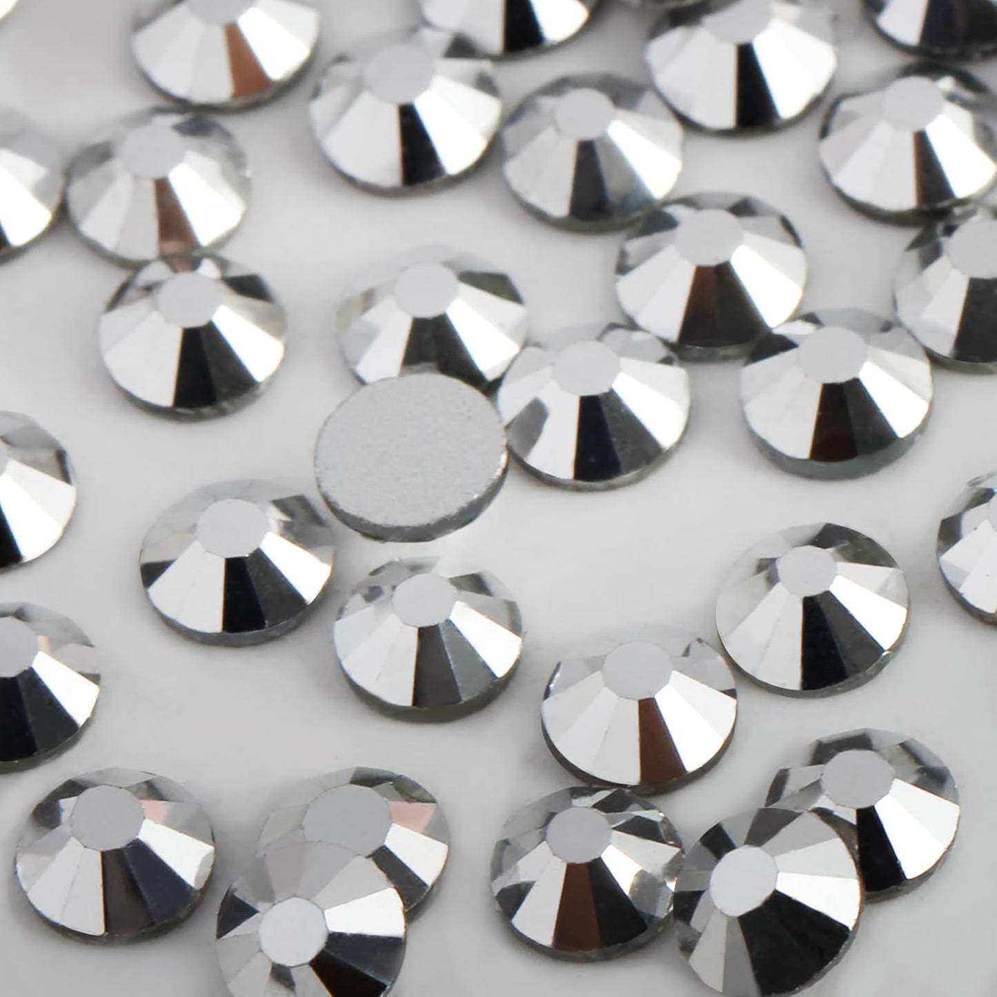 2000 PCS SS20 Flatback Rhinestones,12-Facet Diamond-Cut Glass Gems for Nail Art,Clothing,DIY Crafts,Glue-On Decoration Stones with Silver Backing,Silver Hematite