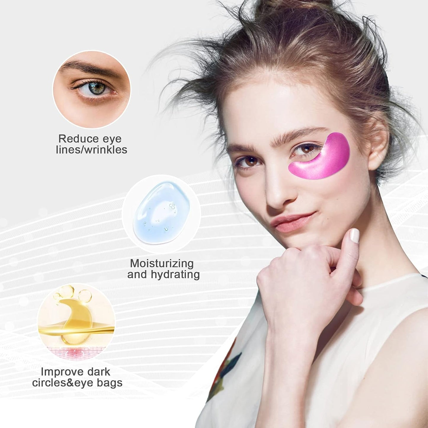 Permotary 30 Pairs Gel Collagen Eye Pads,Crystal Collagen Under Eye Mask for Moisturizing,Reducing Fine Lines&Dark Circles& Puffy Eyes Under Eye Patch for Women Men, Pink