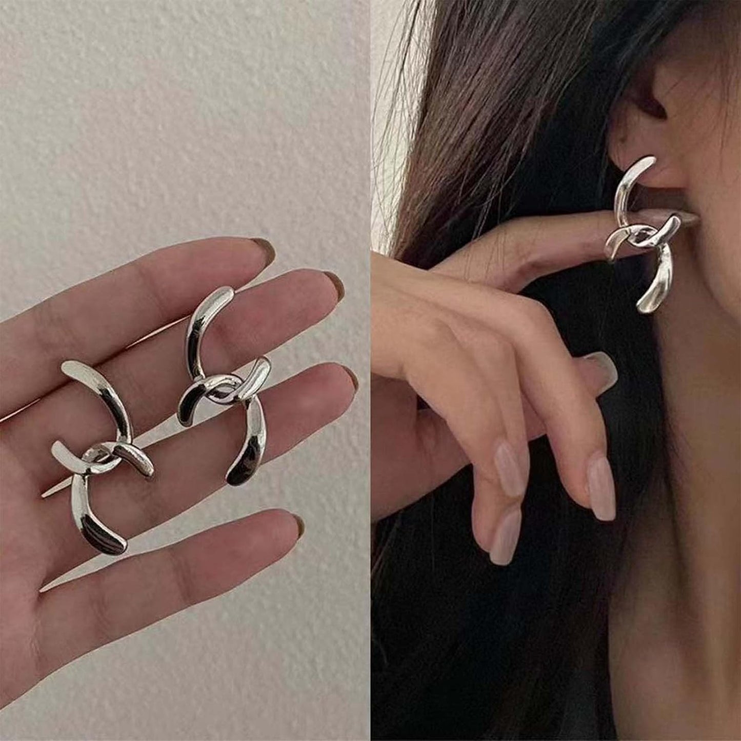 Punk Long Tassel Drop Dangle Earrings Vintage Silver C Shaped Bar Cross Drop Earrings Studs Rock Statement Geometric Cross Earrings Prom Tassel Earrings Jewelry for Women