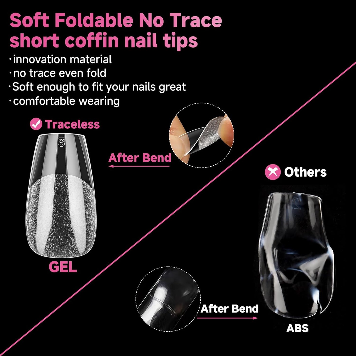 UNA GELLA Short Coffin Nail Tips, 312pcs Short Coffin Gel Nails Tips Pre-shape Half Matte Fake Nails 12 Sizes Full Cover Press on Nails for Acrylic Nail Extension DIY Salon at Home