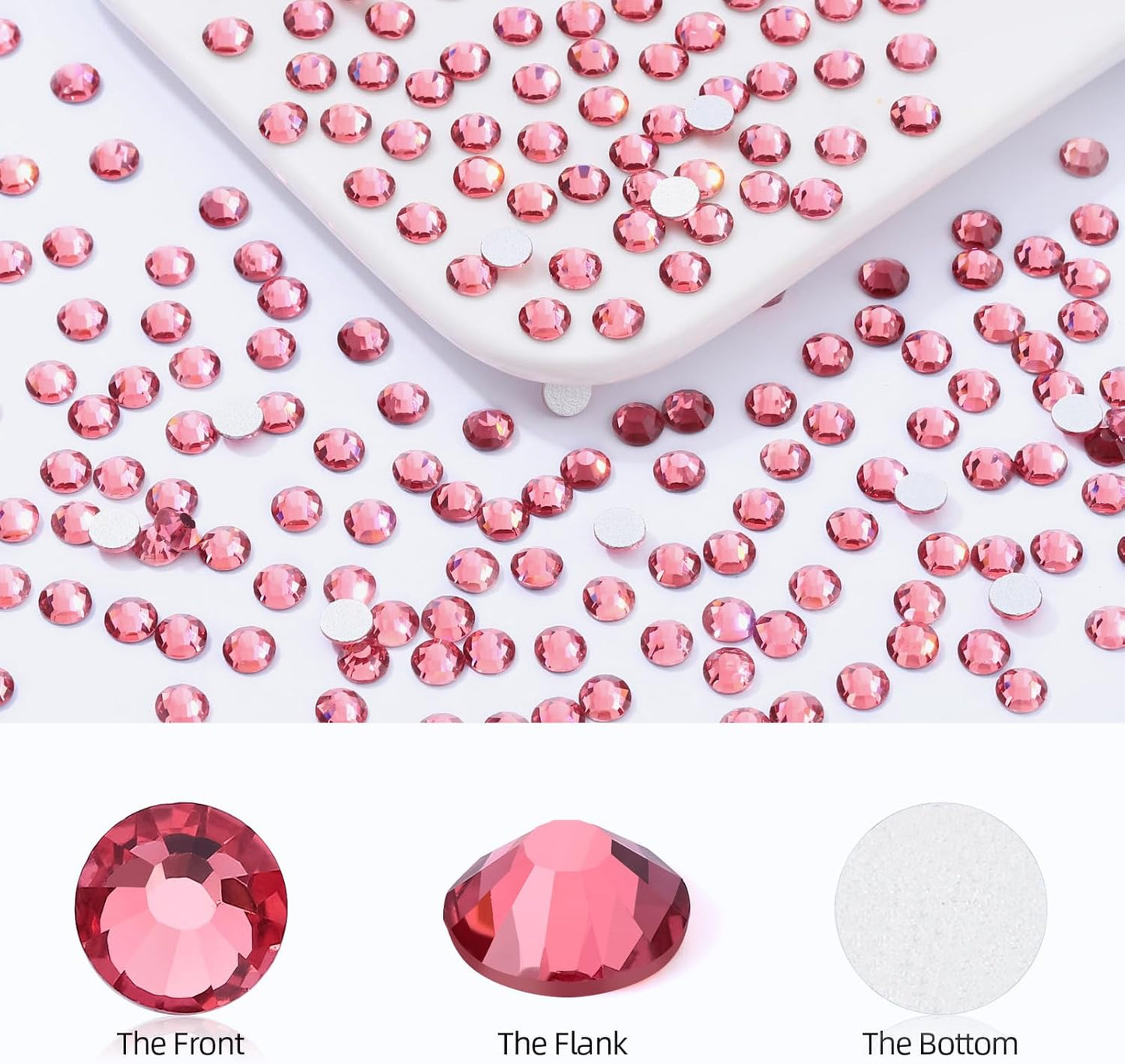 Rose Flatback Rhinestones, Glass Rhinestones for Nail Art and Craft, Glue Fix, Loose Crystal Gemstones(Rose, SS16, 1440pcs, 3.8-4.0mm)