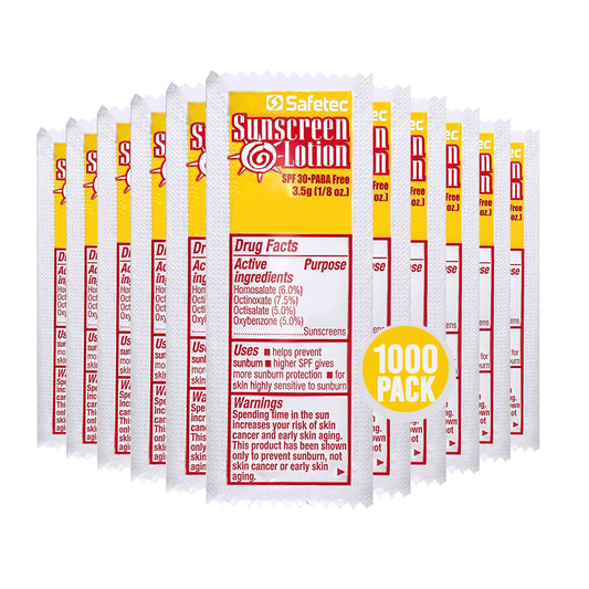 Sunscreen Lotion, SPF30 Protection and PABA Free, Individual Packets of Sunscreens (Pack of 1000) – Travel Size Sun Screen for Outdoors, Bundled with reclosable Homesphere bag