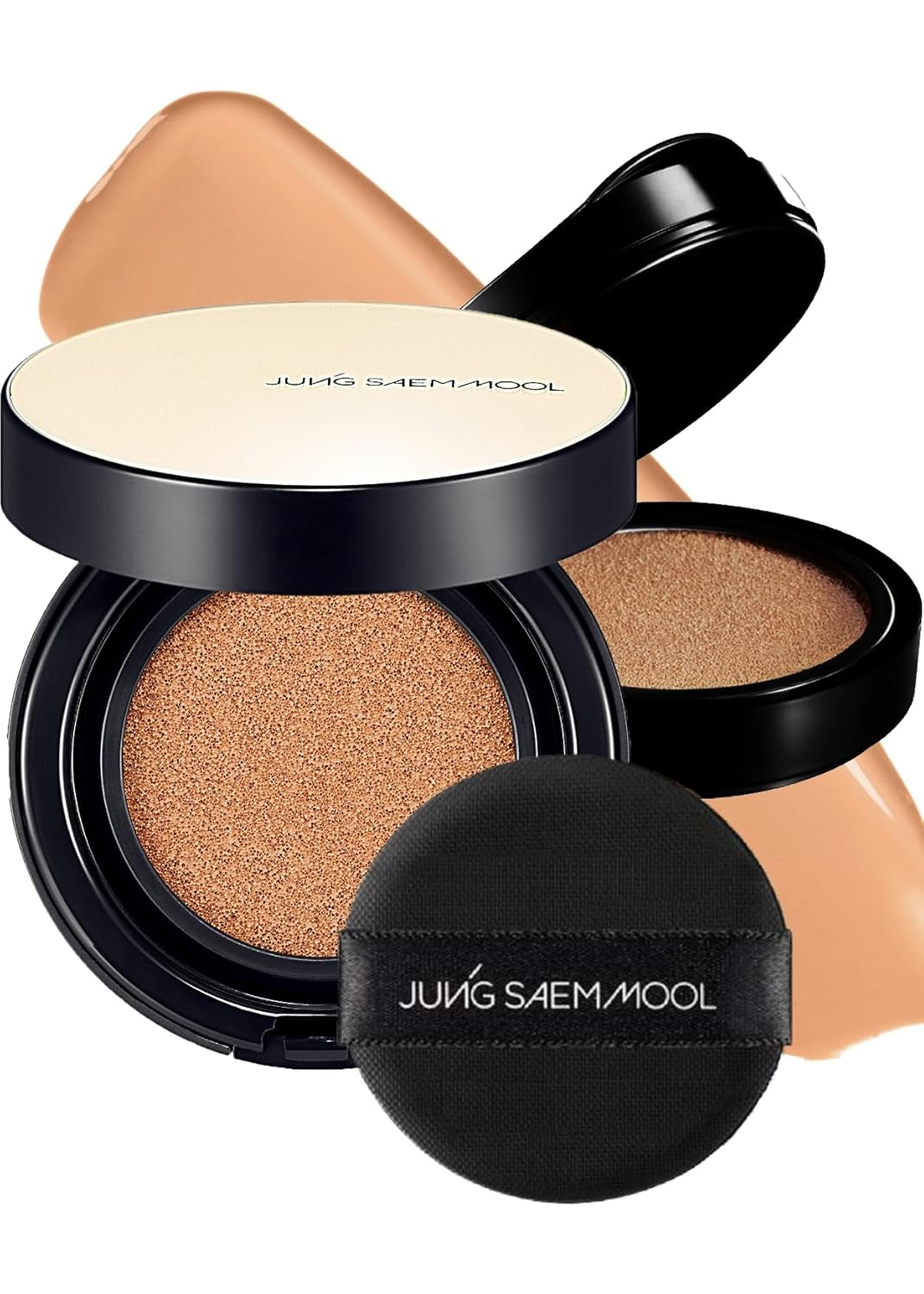 JUNG SAEM MOOL Essential Skin Nuder Longwear Cushion 0.98 Fl Oz (Medium Deep), Refill Included, 24H lasting Cushion Foundation with High Coverage, Semi-Matte Natural Finish, Korean Foundation Makeup
