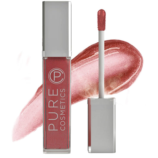 Pure Cosmetics Pure Illumination Lip Gloss - LED-lit Applicator w/Side Mirror - Non-Sticky, Moisturizing & Hydrating Lip Glosses - Soothes & Protects Dry Chapped Lips (Wine Berry)