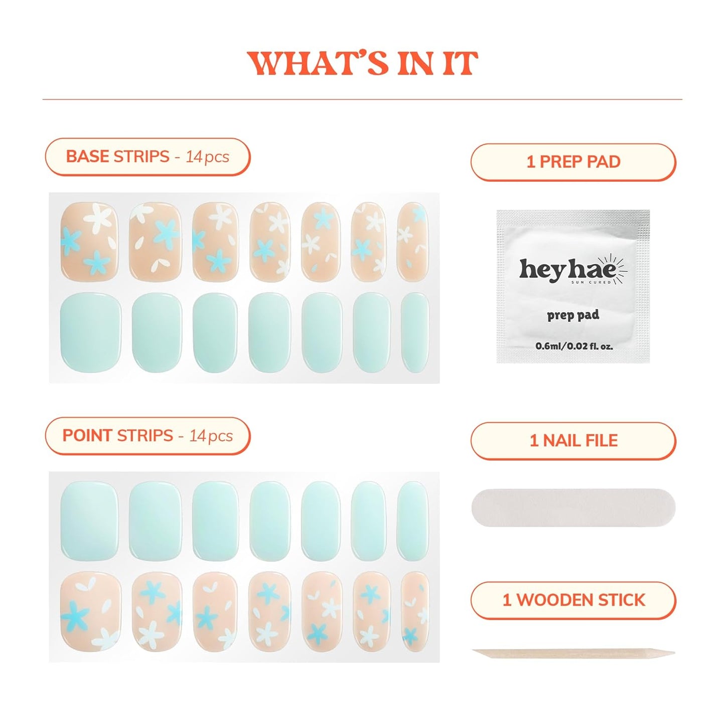 Semi Cured Gel Nail Strips | No LED Lamp Needed | Spring, Marble, Pink | Easy Apply & Remove, Salon Quality | Includes 28 Strips, 1 Prep Pads, Nail File & Wooden stick - Hey, Daisy Days