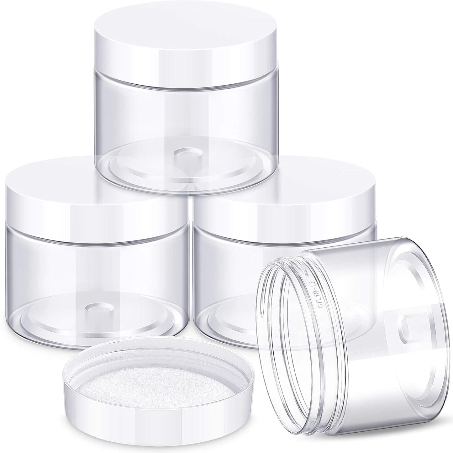 Patelai 4 Pieces Round Wide-mouth Leak Proof Plastic Container Jars with Lids for Travel Storage Makeup Beauty Products Face Creams Oils Salves Ointments DIY Making(6 Ounce,White)