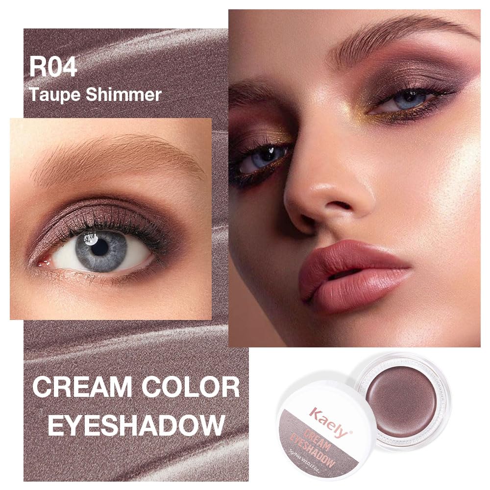 Cream Glitter Taupe Shimmer Metallic Eyeshadow Palette Makeup, Natural Single Mini Instant Holographic Eyeshadow For Women, Sombras Crema Para Ojos, Talc, Paraben & Cruelty Free, R04