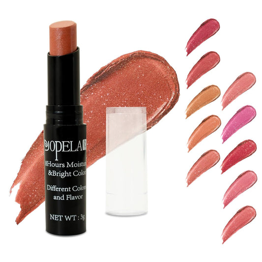 Yopela 10 Pack Tinted Lip Balm With Glitter Powder Stocking Stuffers Tinted Chapstick - Moisturizing Lip Balm with Shimmer - Lipstick Set - Assorted Colors and Favors Valentine's Gift