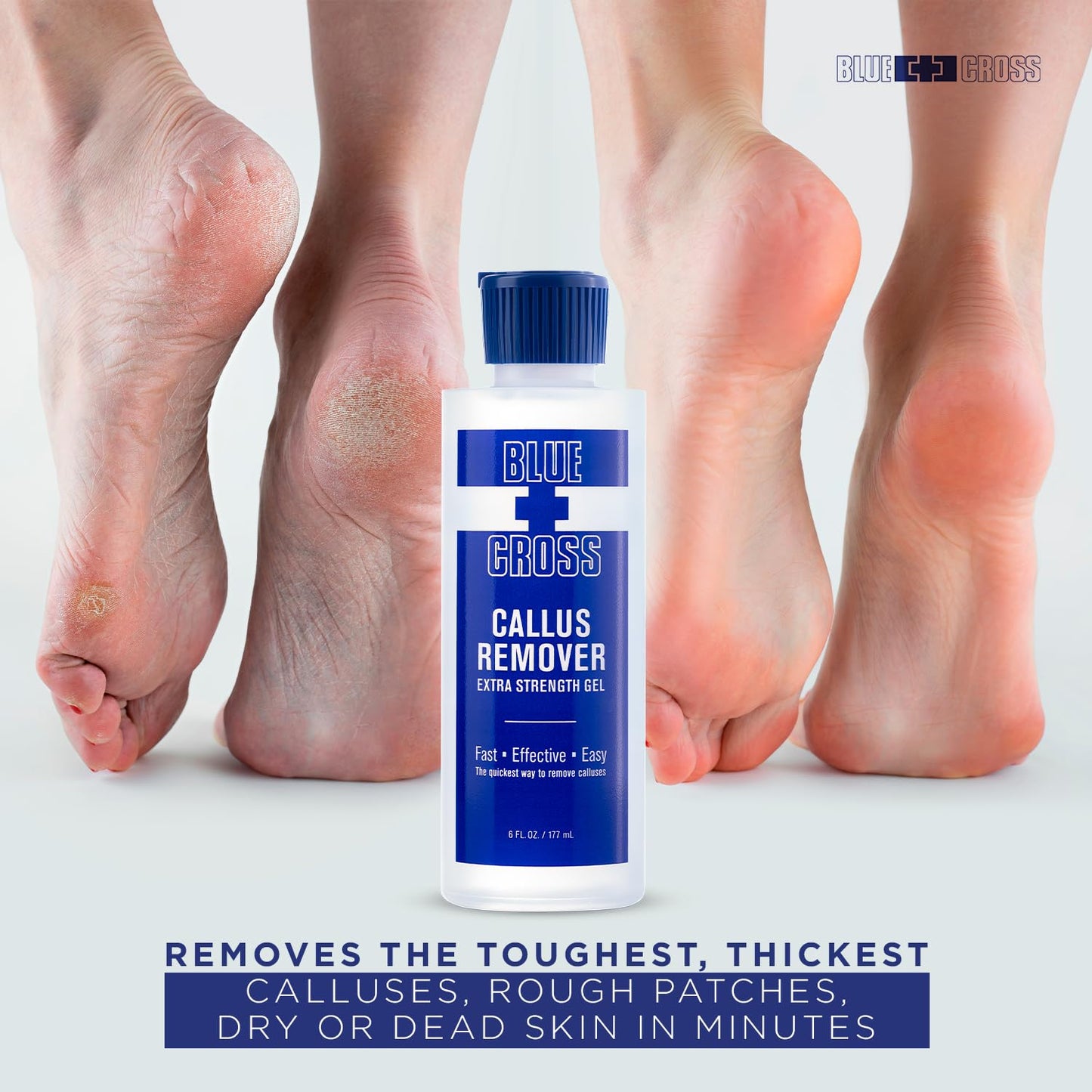 Blue Cross Hydrating, Moisturizing, Strengthening Cuticle Remover Oil with Lanolin + Extra Strength Callus Remover Gel for Heel or Feet, 6 oz each, 2 pack Bundle