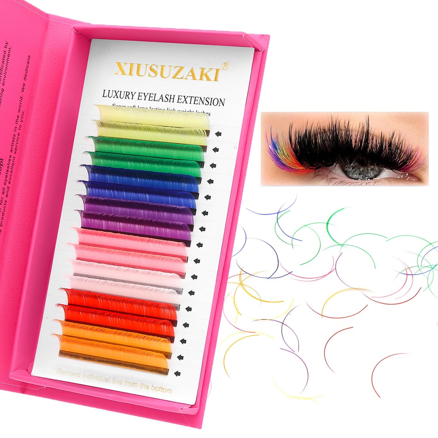 Eyelash Extensions Colored Lashes Extension 0.07 D Curl Lashes 14mm Classic Lash Extensions Soft Individual Lashes 16 Rows Natural False Eyelashes Volume Lashes Professional Use(Colored,0.07-D,14mm)