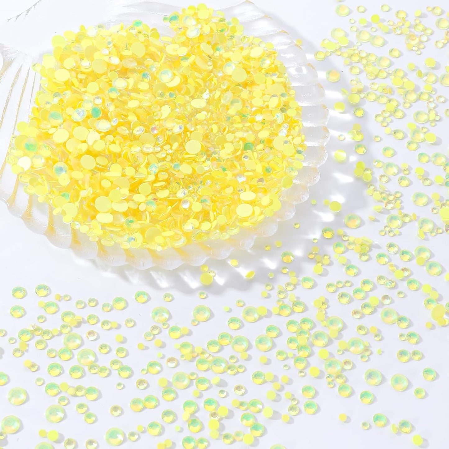 F Yellow Flatback Rhinestones, Glass Rhinestones for Nail Art and Craft, Glue Fix, Loose Crystal Gemstones(F Yellow, SS12, 1440pcs, 2.9-3.0mm)