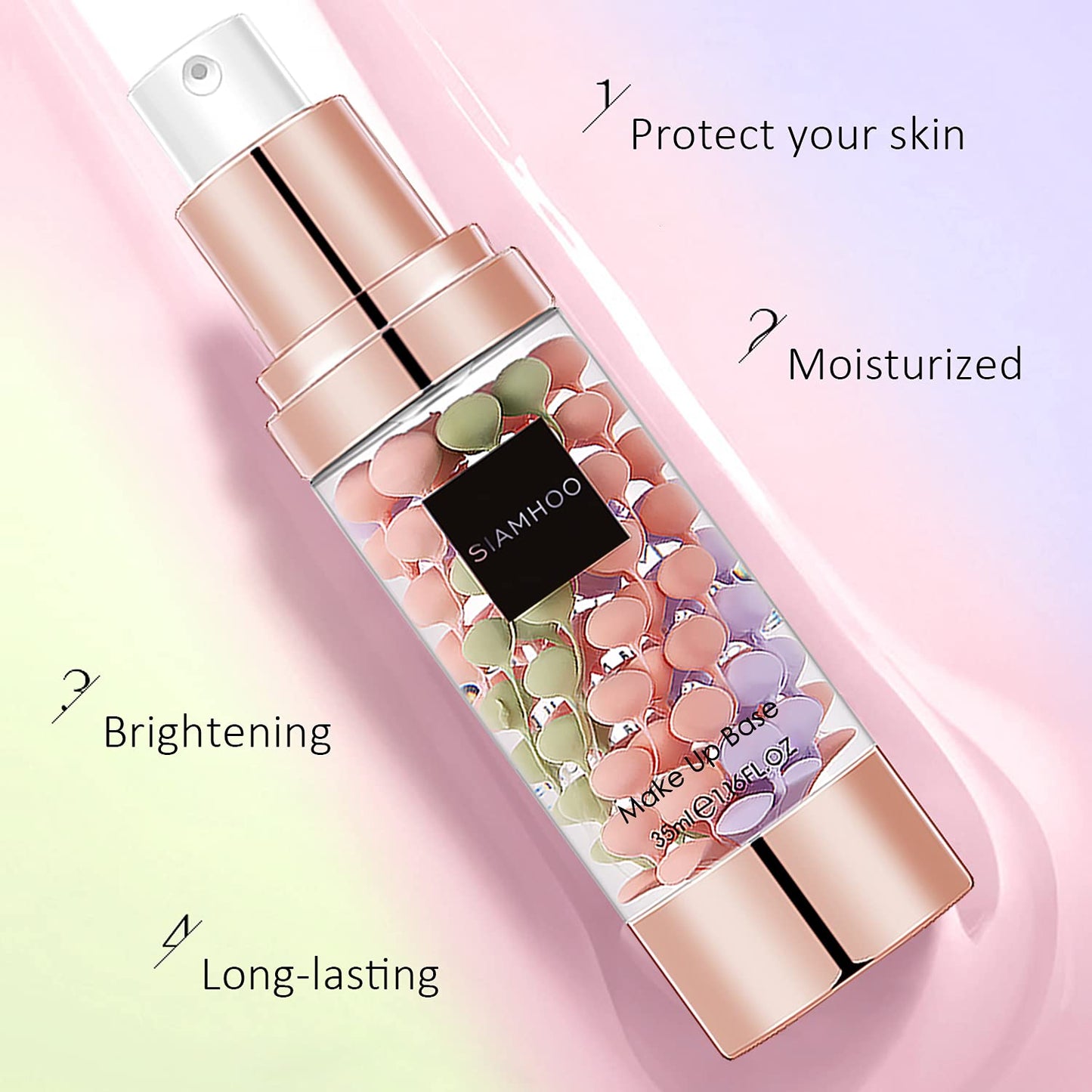 SIAMHOO One Step Face Primer Makeup Tricolor Tinted Moisturizer Skin Tone Correcting and Brightening Primer for Glowing and Flawless Makeup, 35ml - 1pcs
