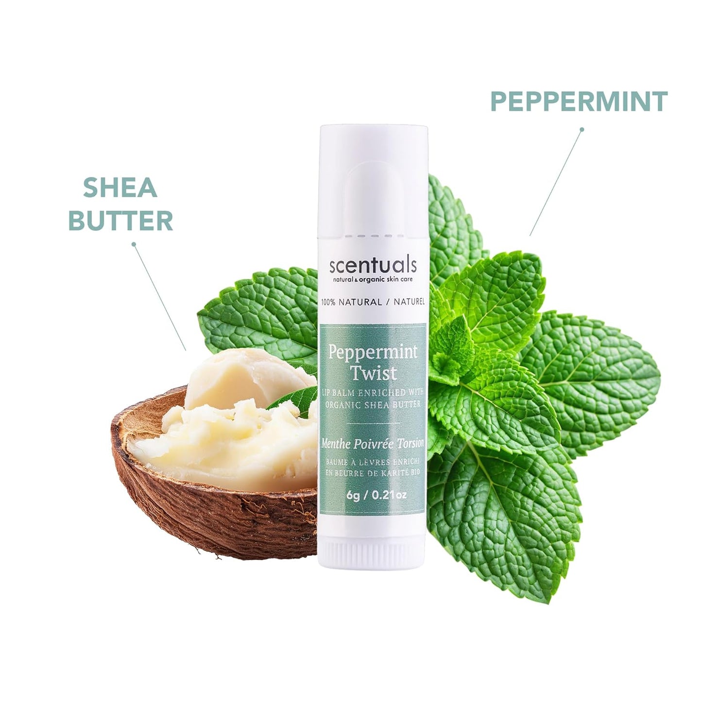 Lip Balm Peppermint Set of 3, Made with Shea Butter, Cocoa Butter, Avocado & Jojoba oil, Beeswax, Vitamin E and Essential oil, Moisturizing Lip Care, Cruelty Free Hydration, Natural (3 Pack)