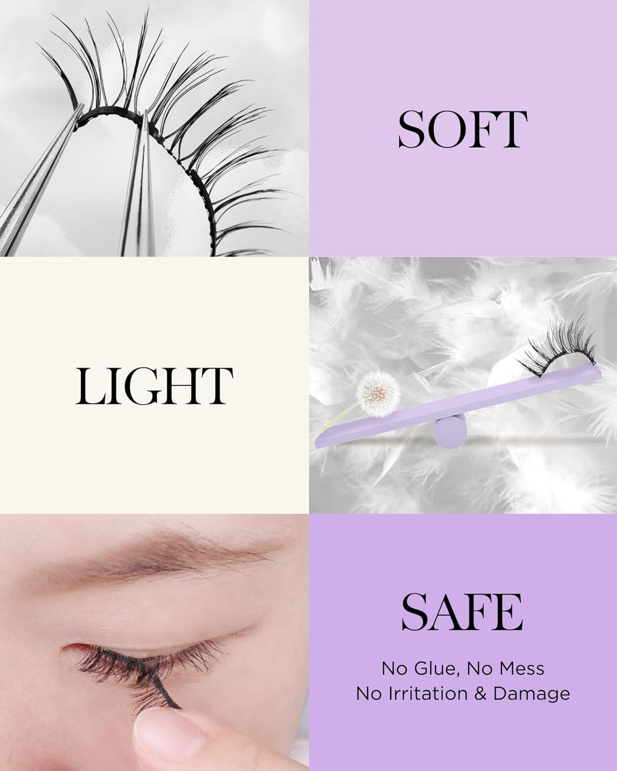 BEYELIAN Soft Magnetic Eyelashes, Reusable Magnetic Lashes with Applicator Natural Look No Glue Needed Comfortable & Secure Fit for All-Day Wear (1 Pair,SME35)