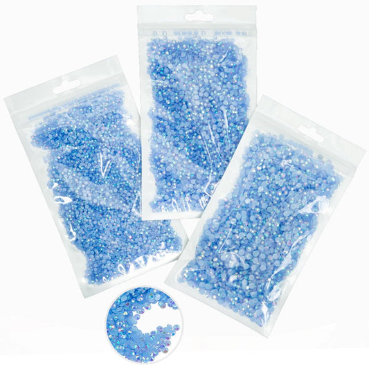16000PCS Light Blue AB Resin Rhinestones for Crafting 3mm 4mm 5mm Baby Blue Flatback Jelly Stones Bulk SS10 SS16 SS20 Diamonds for Nails Face Eyes Makeup Tumblers Bottles DIY Crafts Clothes