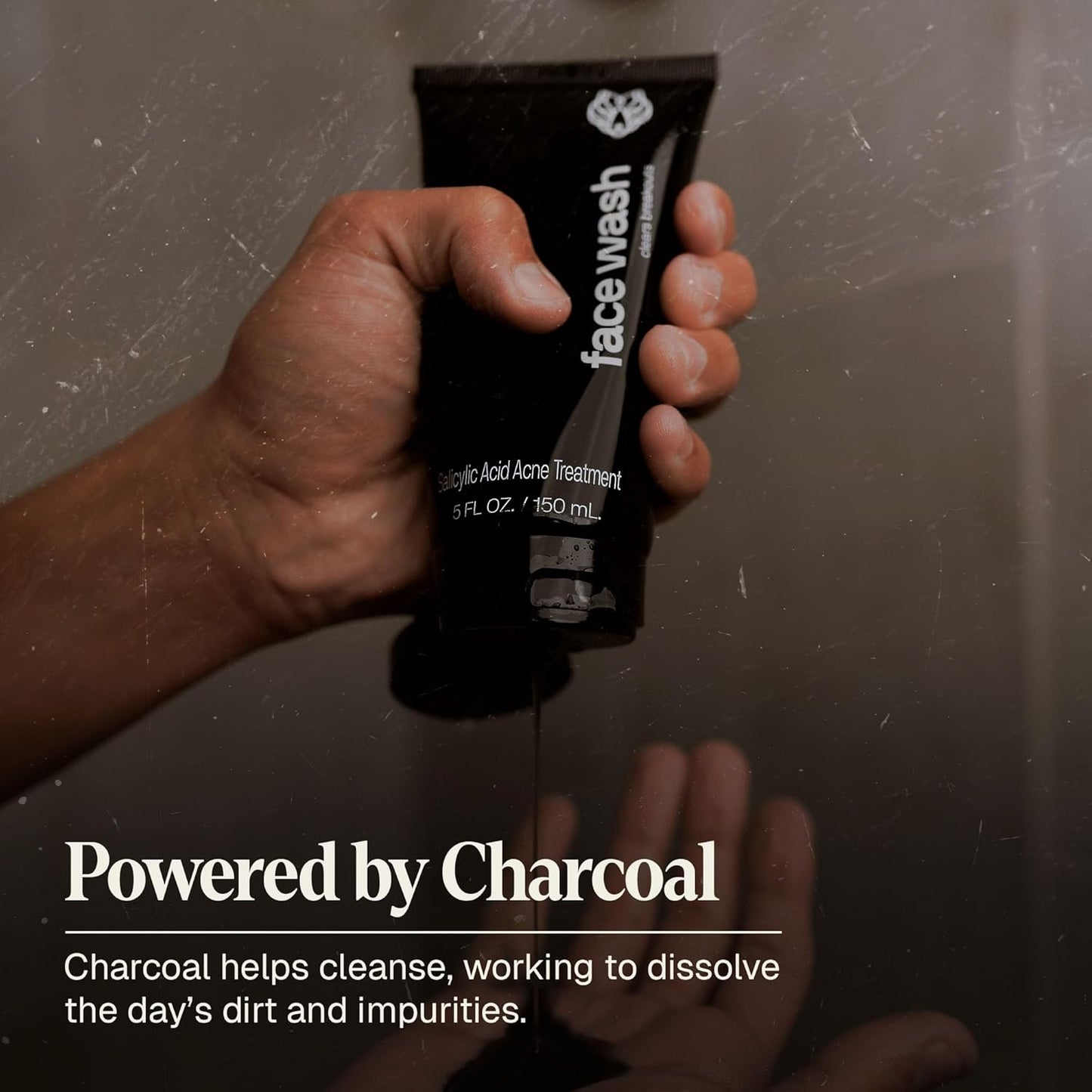 Black Wolf Men’s Charcoal Powder Face Wash, 5 Fl Oz - Facial Cleanser Removes Unwanted Impurities from Your Skin and Soothes Irritation