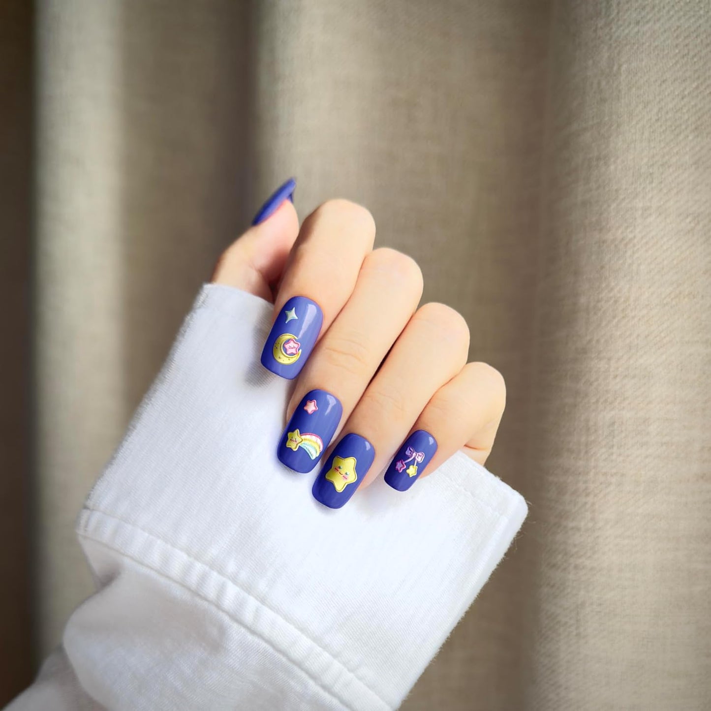 4 Sheets of 3D Nail Stickers - 289 Cute Nail Decals - Embossed Nail Stickers for Kids | Kawaii Theme - Butterfly, Flowers, Stars, Fruits, Bunny, Bears | Glow in The Dark