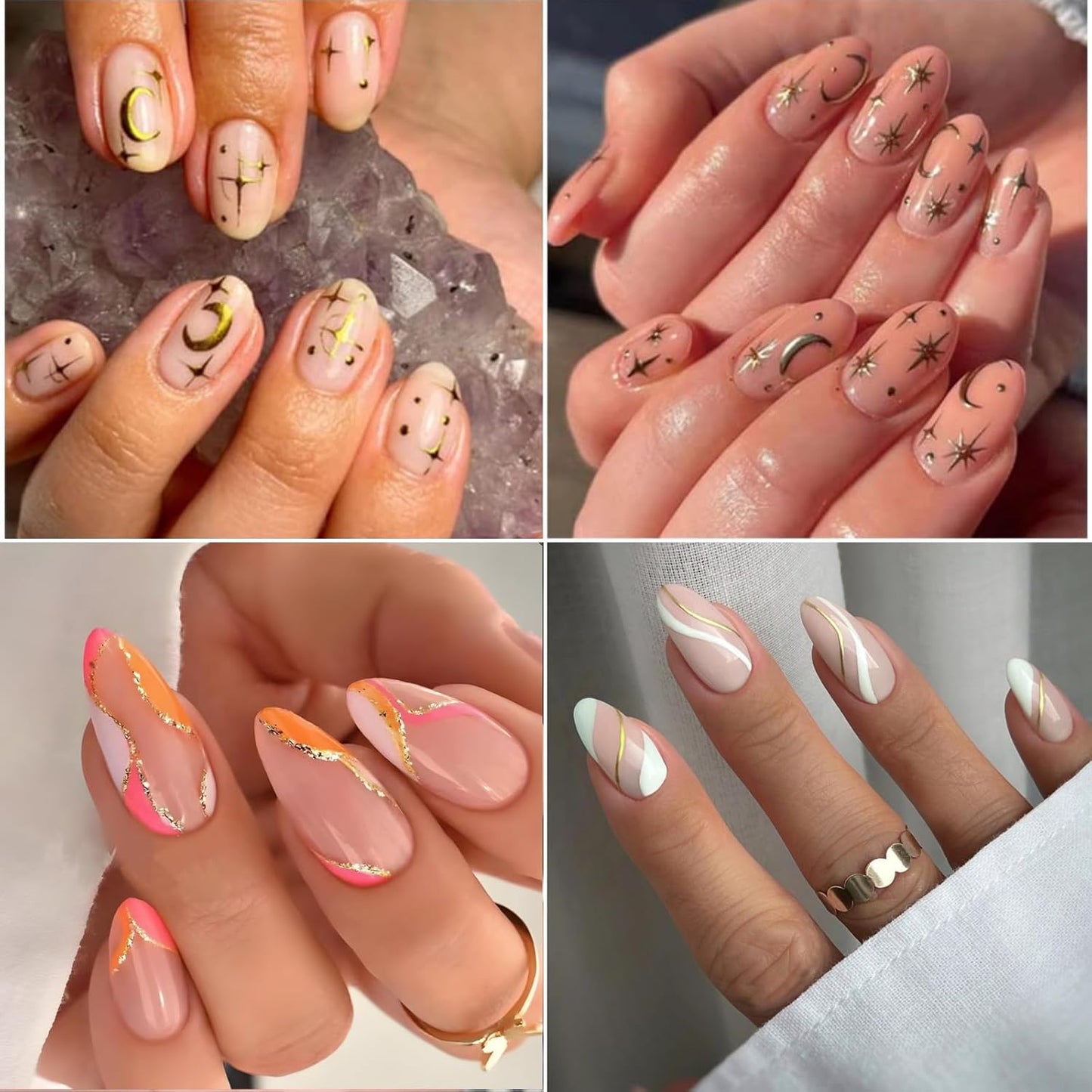 30 Sheets Gold Nail Stickers Decals Gold Star Line Nail Decals 3D Self-Adhesive Nail Art Stickers Flower Butterfly Nail Supplies for DIY Acrylic Nails for Women