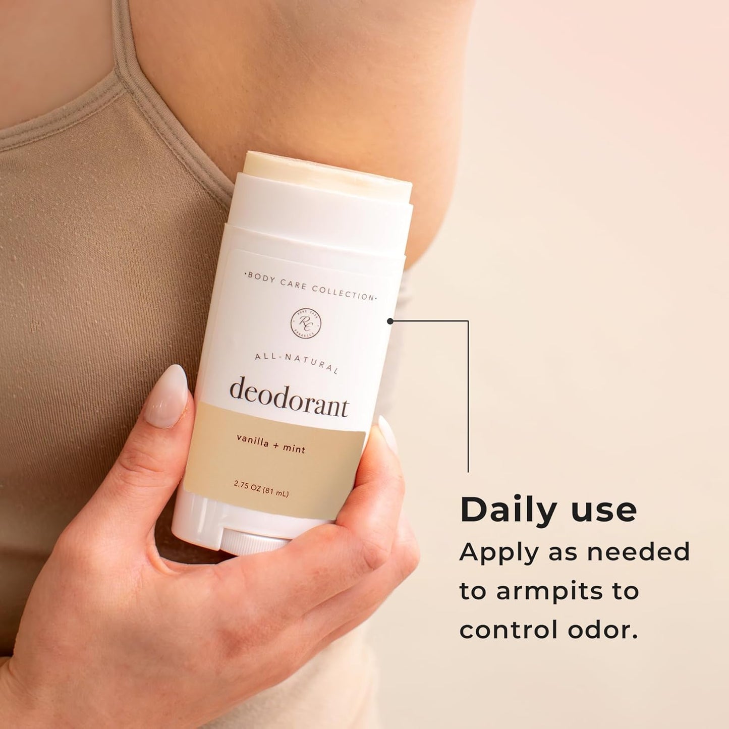 Rowe Casa Organics Vanilla + Mint Natural Deodorant for Men and Women, Sweet and Refreshing Paraben-Free Deodorant Stick with Therapeutic-Grade Essential Oils, 2 oz