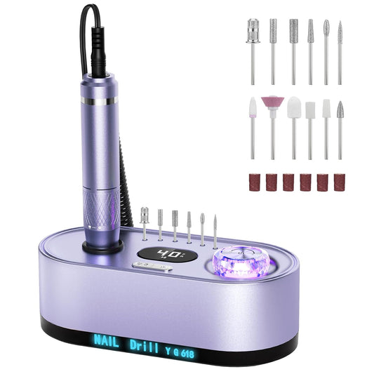 Nail Drill Electric File: 40000RPM Professional E File Kit E File Machine Filer for Shaping, Buffing, Removing Acrylic Gel Nails, Manicure Pedicure Kit with 12Pcs Nail Bits, Home Salon Use