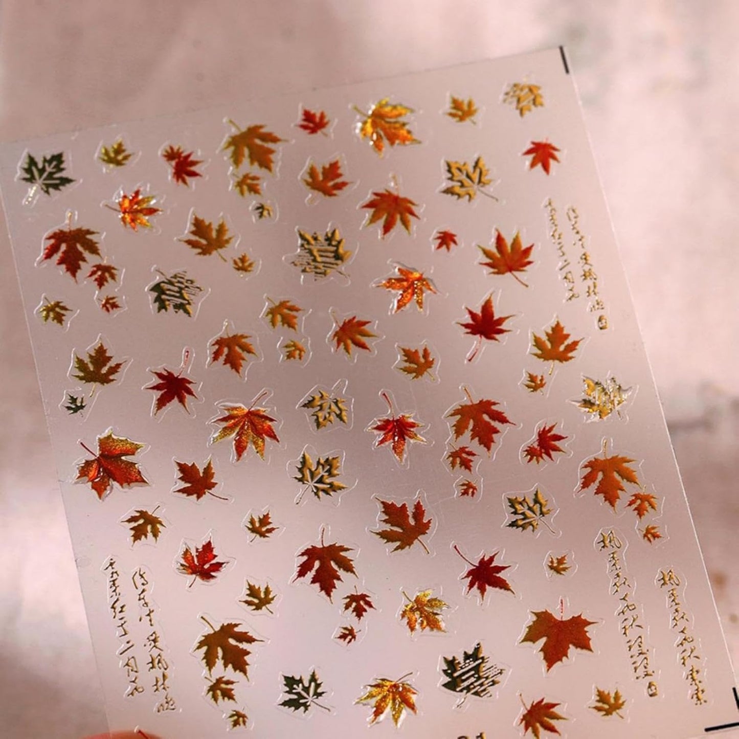 Maple Leaf Nail Stickers Fall Nail Sticker for Nails Art Gold Nail Decals with Jelly Design 5D Embossed Self Adhesive Autumn Nails Charms Decoration for Women Thanksgiving Day Manicure Accessories