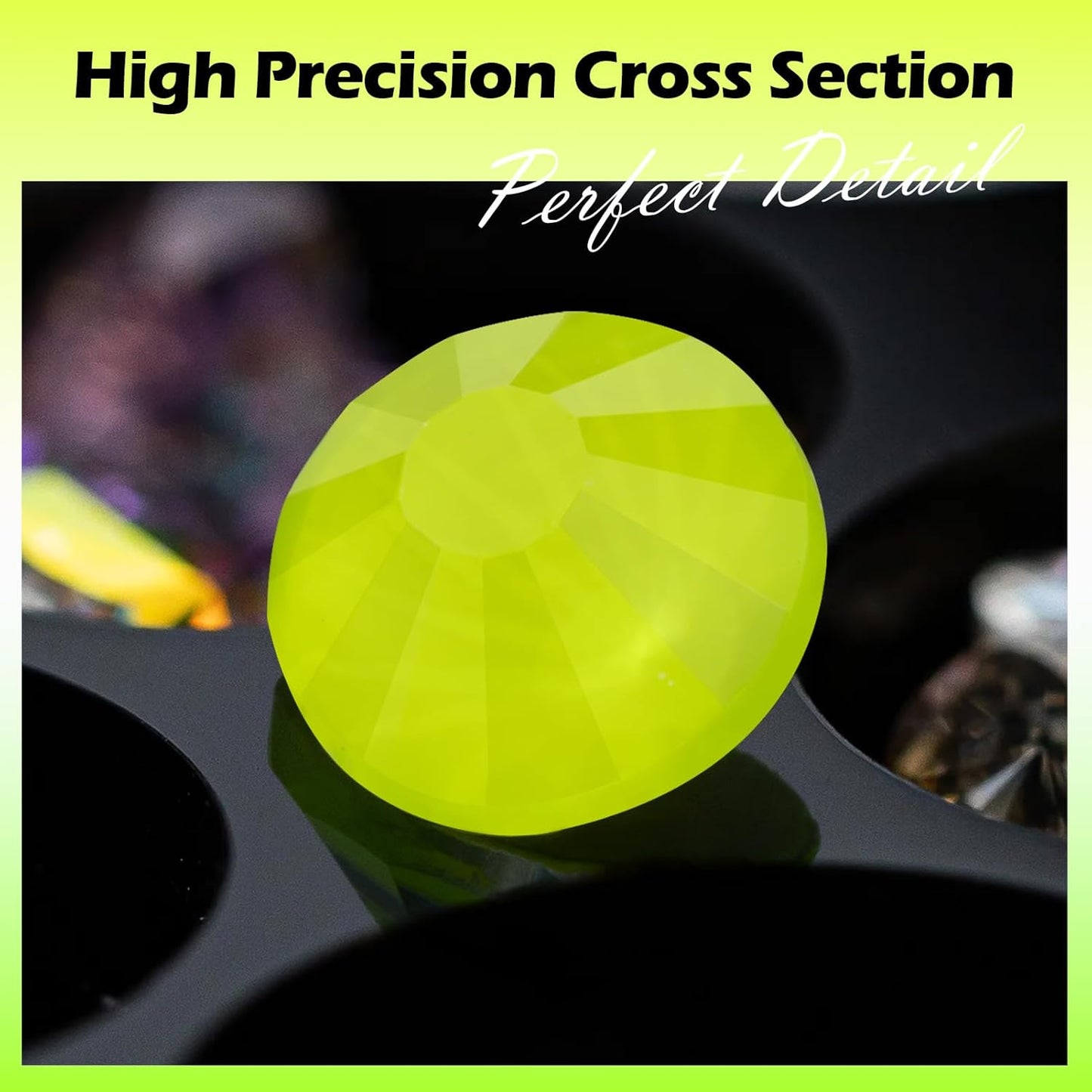 Neon Yellow Flatback Rhinestones, Glass Rhinestones for Nail Art and Craft, Glue Fix, Loose Crystal Gemstones(Neon Yellow, SS30, 288pcs, 6.4-6.6mm)