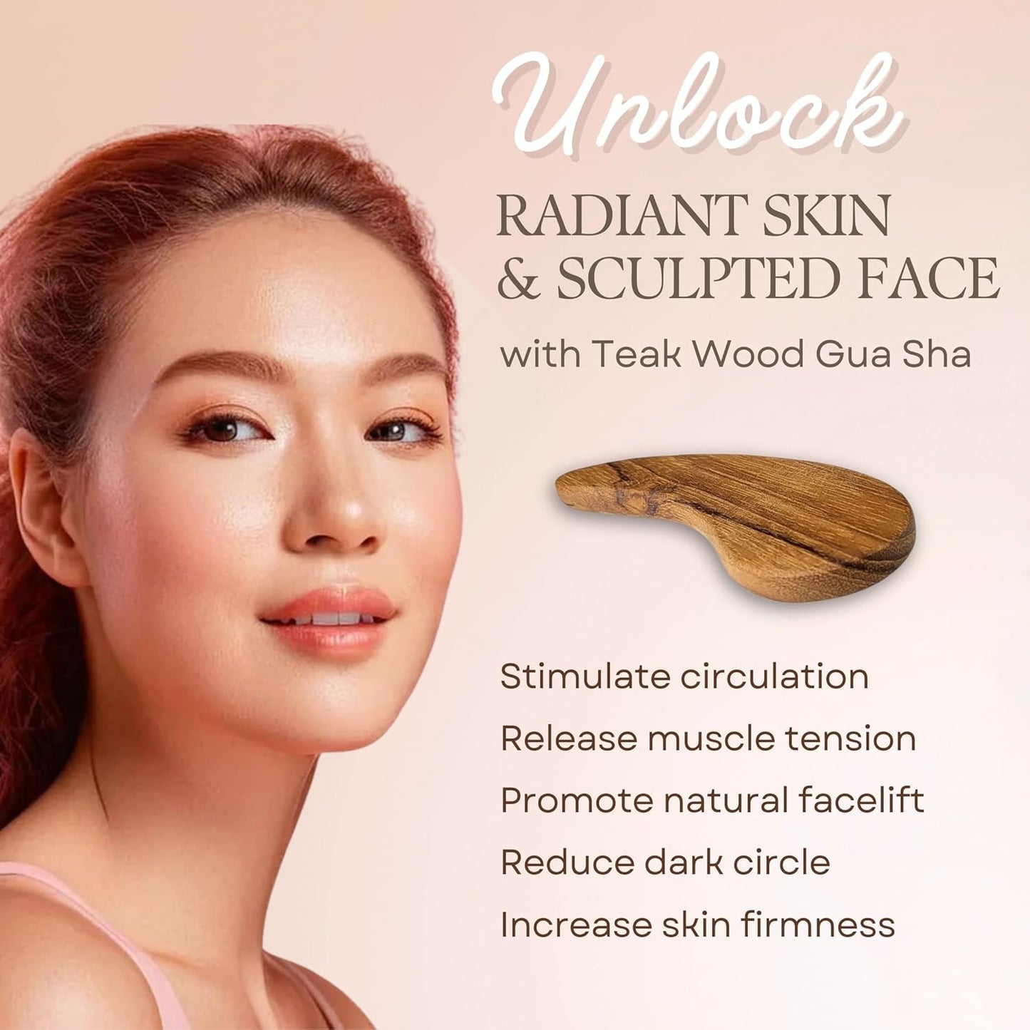 Teak Wood Gua Sha Facial Tool for Face and Body Massage, Anti-Aging Reduce Puffiness Wrinkles Shape Jawline Skincare Routine Treatment, Wooden Gua Sha Massager with Travel Pouch for Gift Set