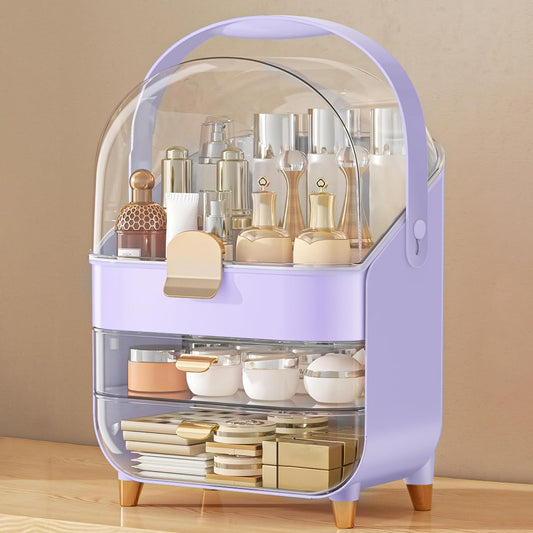 Makeup Organizer, Skincare Holder Bathroom Counter Organizer, Storage Box Cosmetic Display Cases, Teen Girl Gifts Trendy Stuff Make up Organizers for Vanity, Dresser, Countertop (purple)