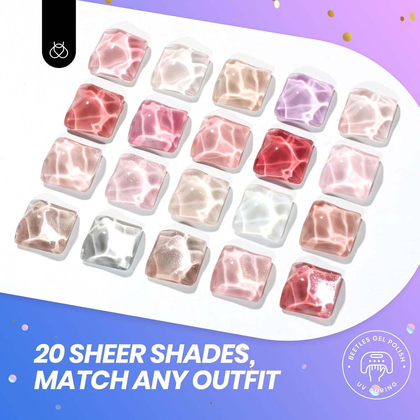 Beetles Jelly Gel Nail Polish Set - Gift Box Nude Sands Collection 75 PCS 20 Colors Jelly Nail Polish Kit Nude Pink Milky White Glitter Silver Cat Eye Base Glossy Matte Top Coat Gift for Women