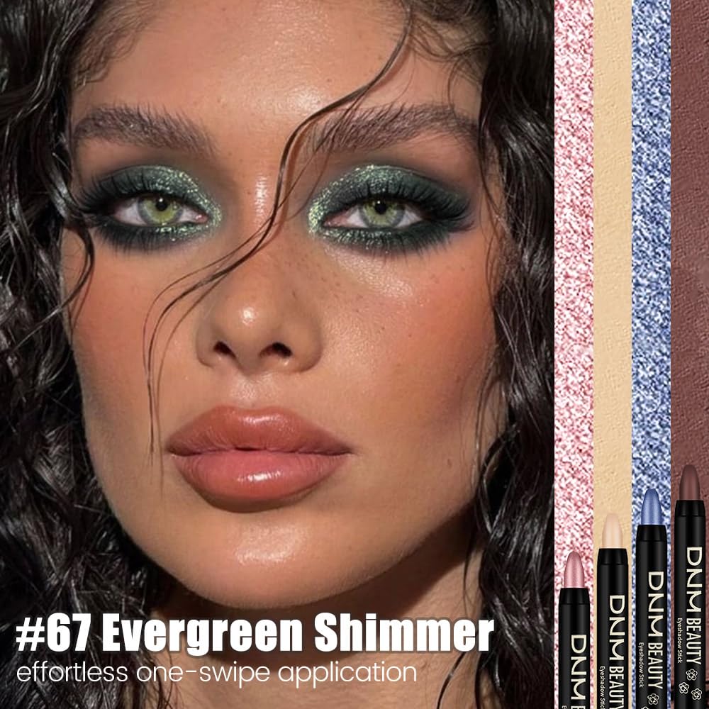 Evergreen Shimmer Cream Eye Shadow Stick Makeup for Women, Shimmer Eyeliner Pencil Eyeshadow Brightener Stick for Eyes, Waterproof Eyeshadow Applicator Blendable sombras para ojos 67#