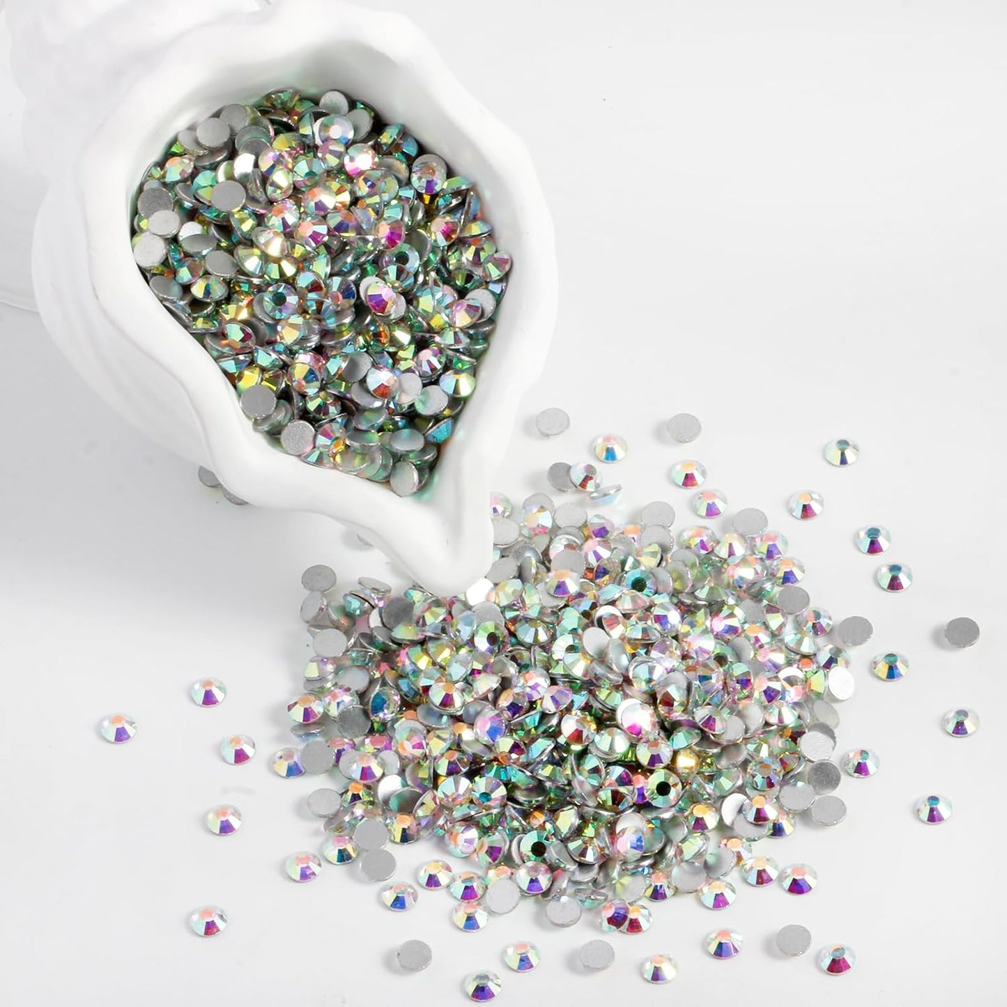 2000PCS SS20 Flatback Rhinestones | 12-Facet Diamond-Cut Glass Gems for Nail Art, Clothing, DIY Crafts |Glue-On Decoration Stones with Silver Backing(Crystal AB)