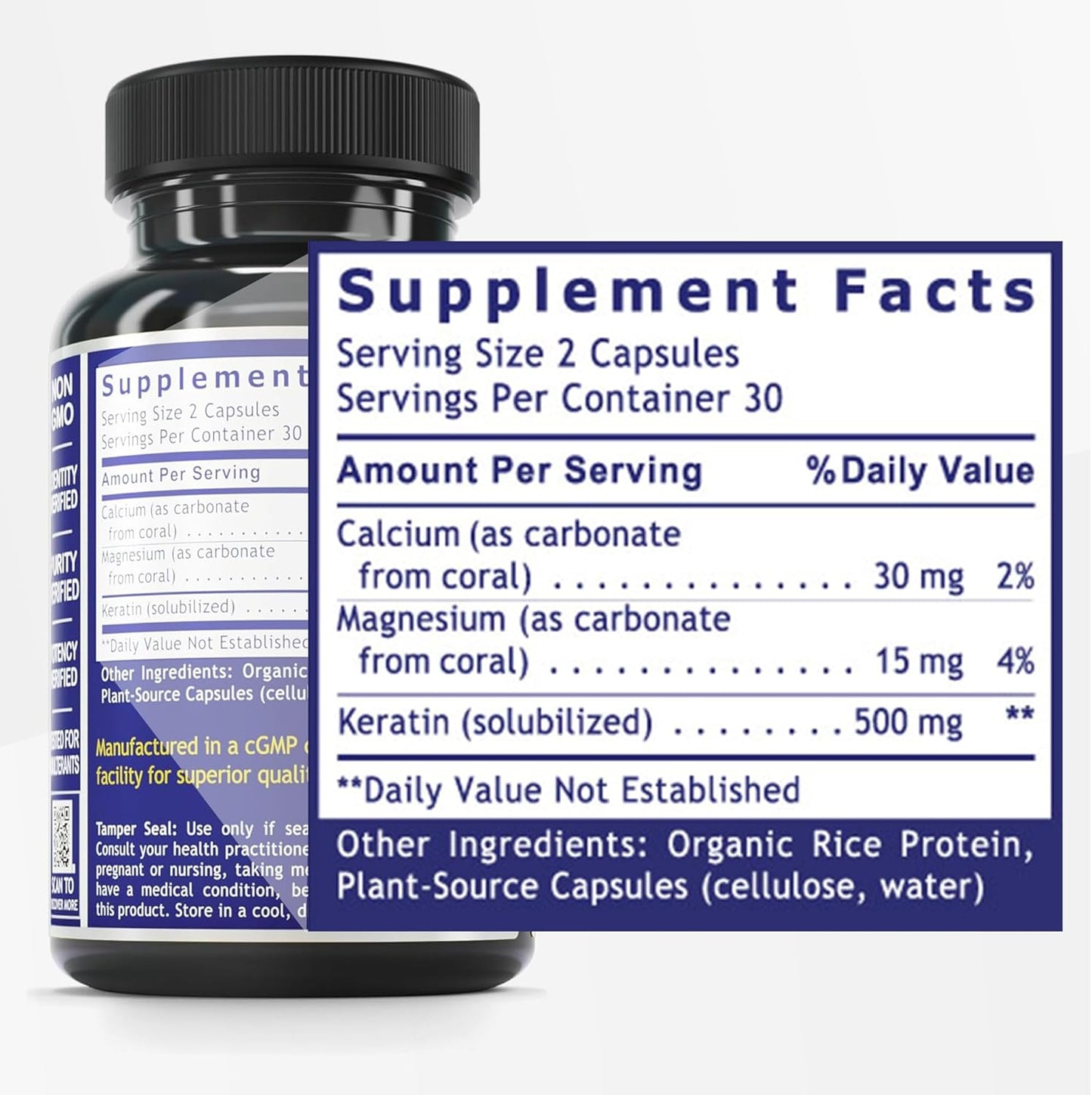 Quantum Nutrition Labs Hair Skin and Nails - Keratin Supplement, Hair Growth Supplement for Women & Men with Magnesium, Calcium, Beauty from Within for Hair, Skin and Nails - 60 Vegetarian Capsules