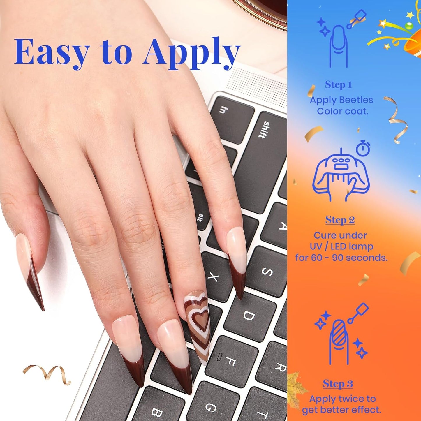 Beetles Fall Gel Nail Polish Set Brown Beige Mauve Pink Nude White Neutral 6 Colors Gel Polish Kit for Nail Art Manicure Soak Off Uv LED Nail Lamp Needed Gifts for Women Coffee Time