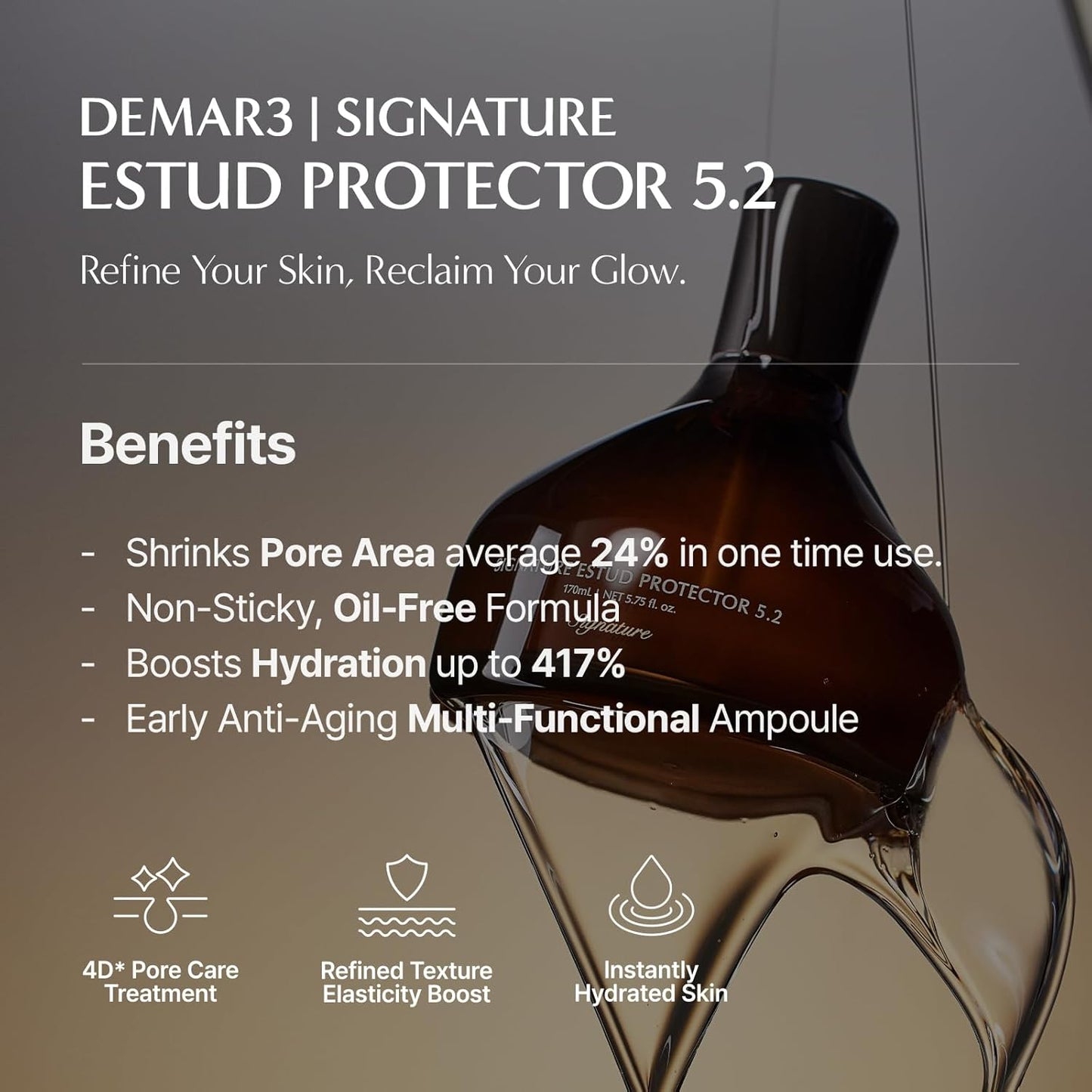 Signature ESTUD Protector - Face serum Pore minimizer Niacinamide Serum (2%), 1.69 fl oz, Pore care Serum for Face, Even Skin Tone, Korean Skin care Glass Skin, Centella Asiatica Pore Ampoule