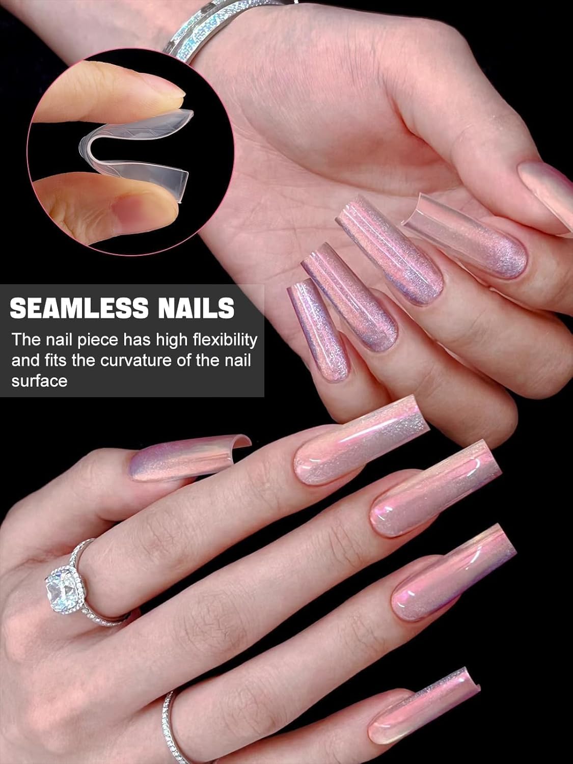 EBANKU 120Pcs Matte Dual Nail Forms, Clear Poly Gel Nail Molds Square Full Cover Coffin Nail Tips Extension Forms 12 Sizes for Gel Manicure Nail Art Design Salon&DIY