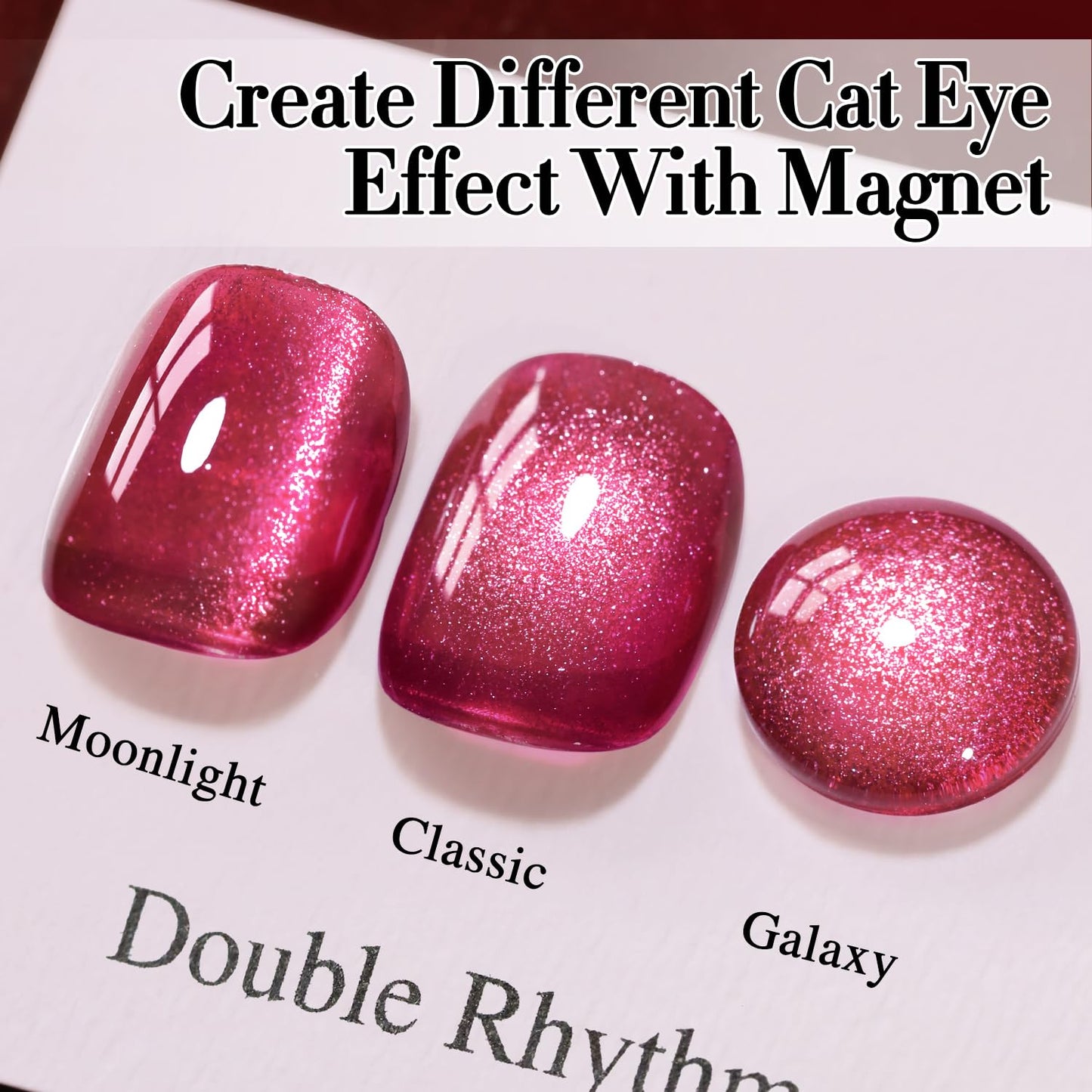 Double Rhythm 0.5 OZ Cat Eye Gel Polish with Magnet 15ML Holographic Glitter Shimmer Translucent Jelly Color Magnetic Nail Polish Salon DIY at Home (MC1077)