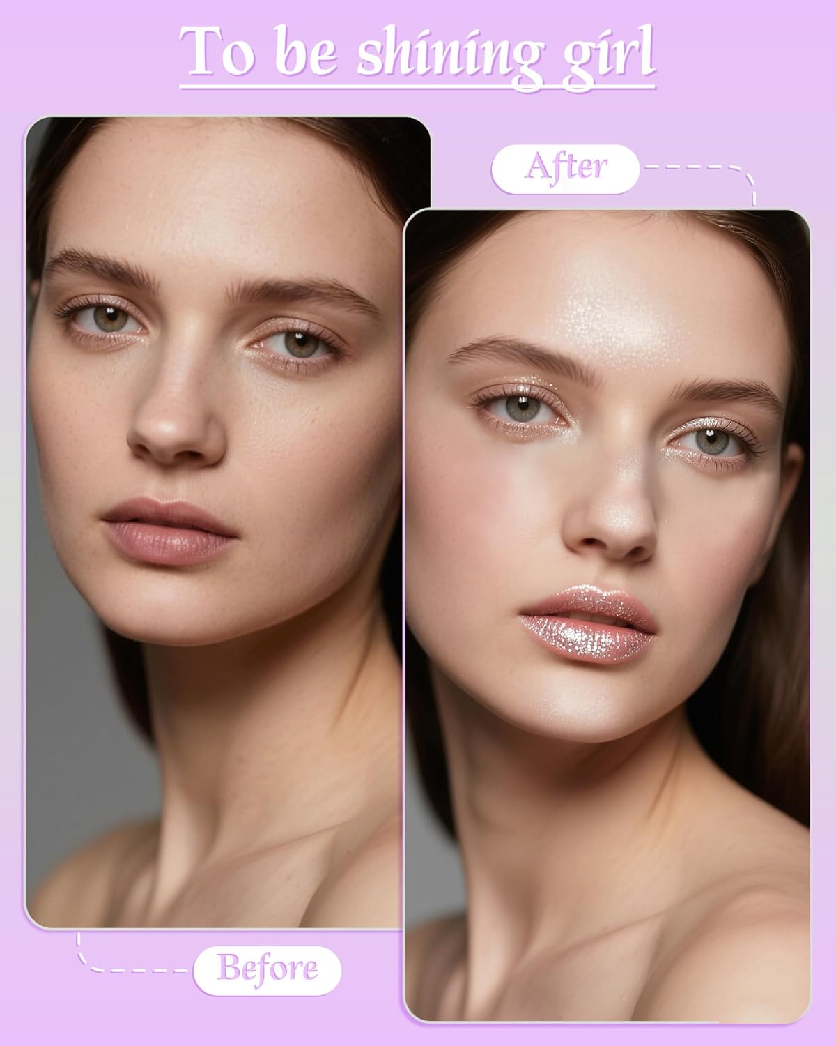 Highlighter Powder with Brush | 3D Contouring & Radiant Glow for Face, Body & Hair | Pearlescent Shimmer, Long-Lasting & Buildable Coverage | Women's Makeup for Daily & Special Occasions