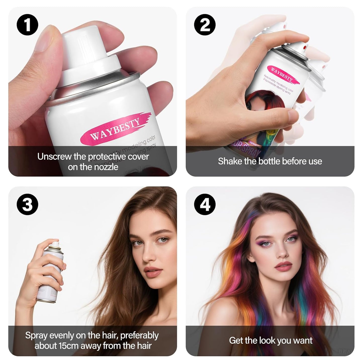 Temporary Hair Color Spray For Kids Women Men, Temporary Hair Dye Washable Hair Color Wax Non-Sticky For Cosplay Party DIY, Christmas Party, Halloween Crazy Hair Day (White, 4.06 oz)