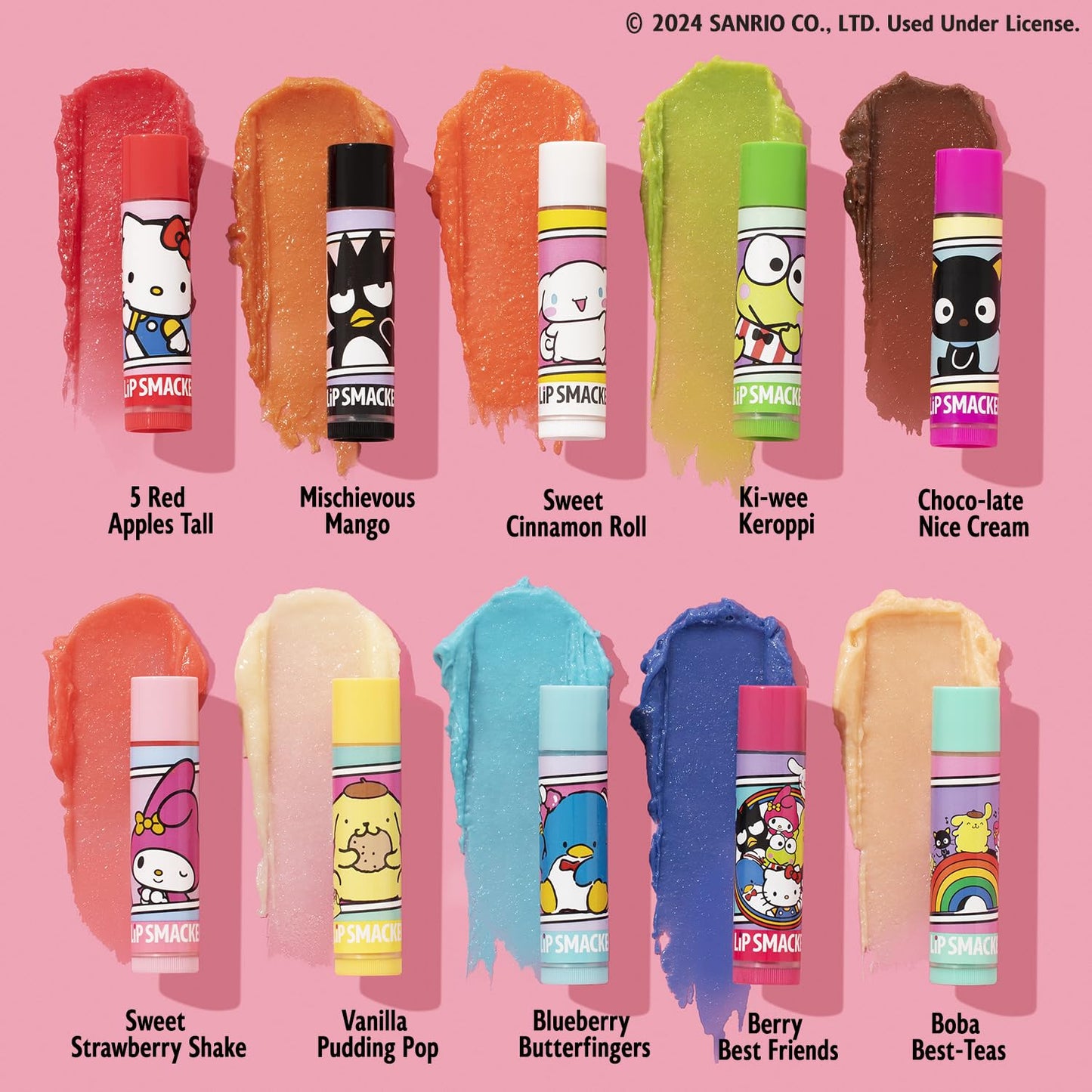Lip Smacker Sanrio Hello Kitty & Friends Pack - 10 Moisturizing Lip Balms, Hydrating & Protecting - Cruelty-Free