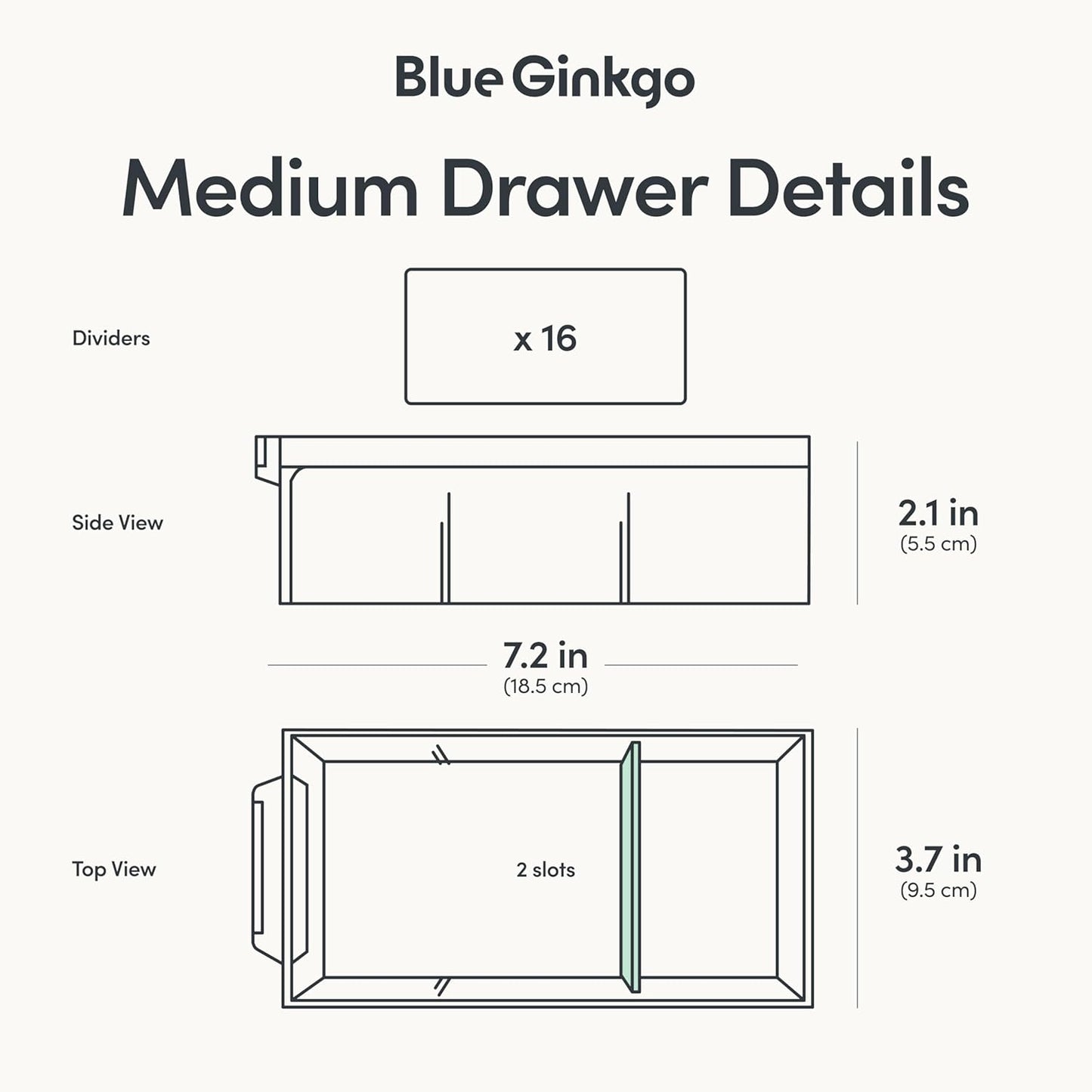 Blue Ginkgo Medium 16-Drawer Cabinet – Stackable Clear Organizer for Hardware, Beads, Plastic Bricks, Office, and Craft Storage (Made in Korea, Blue)