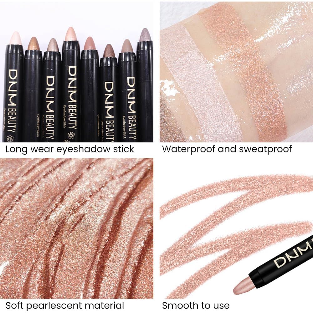 evpct 2Pcs Cream Eyeshadow Sticks Set for Eyes Waterproof, Champagne Shimmer Matte Eye shadow Stick Pencil Pen Bulk sombras en crema para ojos 17+17