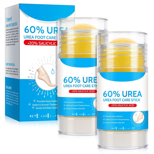 Urea Foot Care Stick, 2pcs 60% Urea with 2% Salicylic Acid Foot Cream Moisturizer for Dry Cracked Feet, Knees, Elbows, Hands, Moisturizes and Hydrates the Dry Skin, Callus Remover & Skin Softener