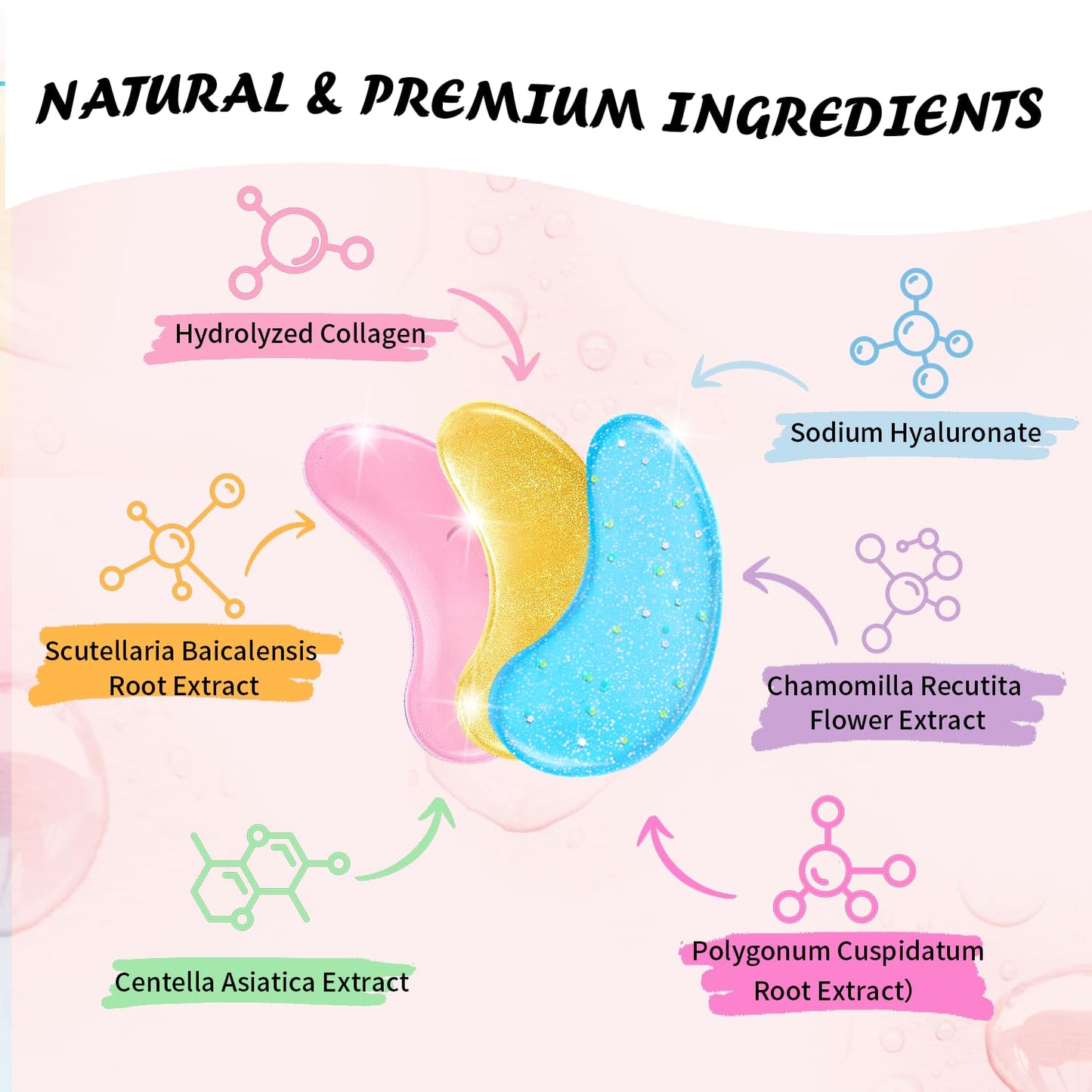 Eye Masks (36 Pairs) - Caffeine, Retinol, 24K Gold for Puffiness, Dark Circle, Wrinkles, Fine Lines - Firming Eye Gel Pads, Great for Holiday Gifts and Personal Use