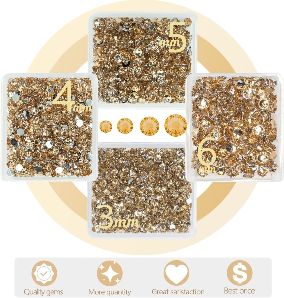 Champagne Golden Crystal Resin Rhinestones w B7000 Jewelry Glue for Bedazzling Crafting Flatback Stones 3mm 4mm 5mm 6mm Diamonds Crystals Gems Charms for Nails Face Eyes Makeup Tumblers Crafts