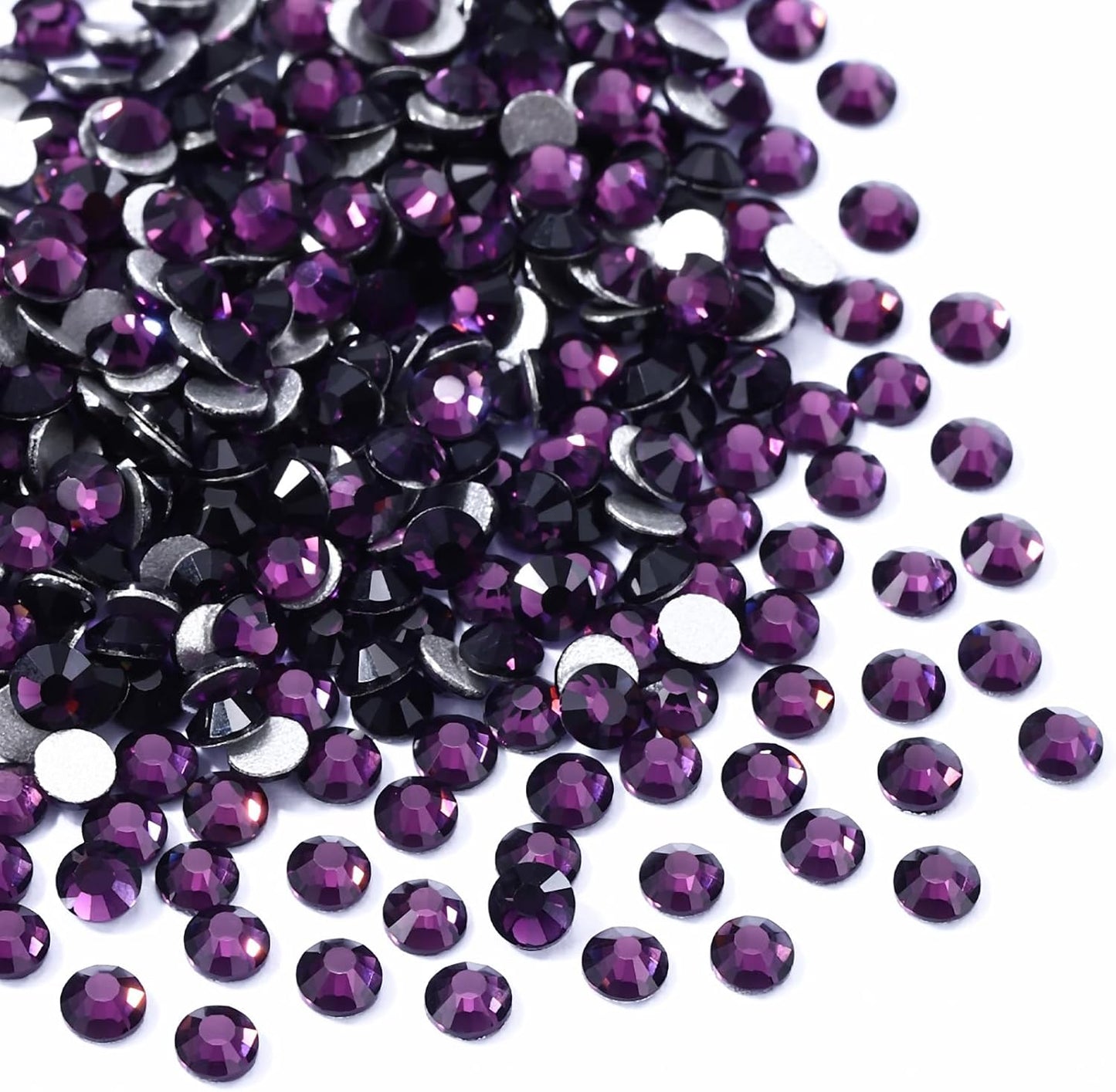 Tanzanite Flatback Rhinestones, Glass Rhinestones for Nail Art and Craft, Glue Fix, Loose Crystal Gemstones(Tanzanite, SS6, 1440pcs, 1.9-2.0mm)