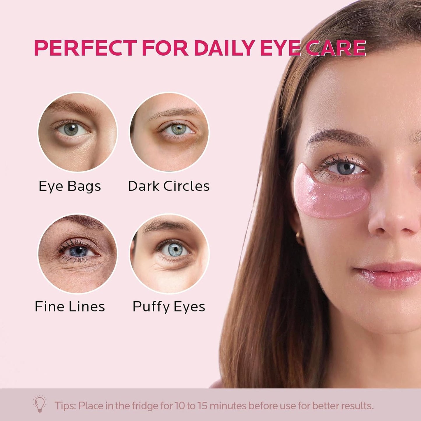 ZealSea 8 Pairs Under Eye Masks for Dark Circles and Puffy Eyes - Hydrating Eye Patches, Gel Eye Patches Eye Bags Treatment for Women - Cling to Eye Moisturizing Lighten Fine Lines