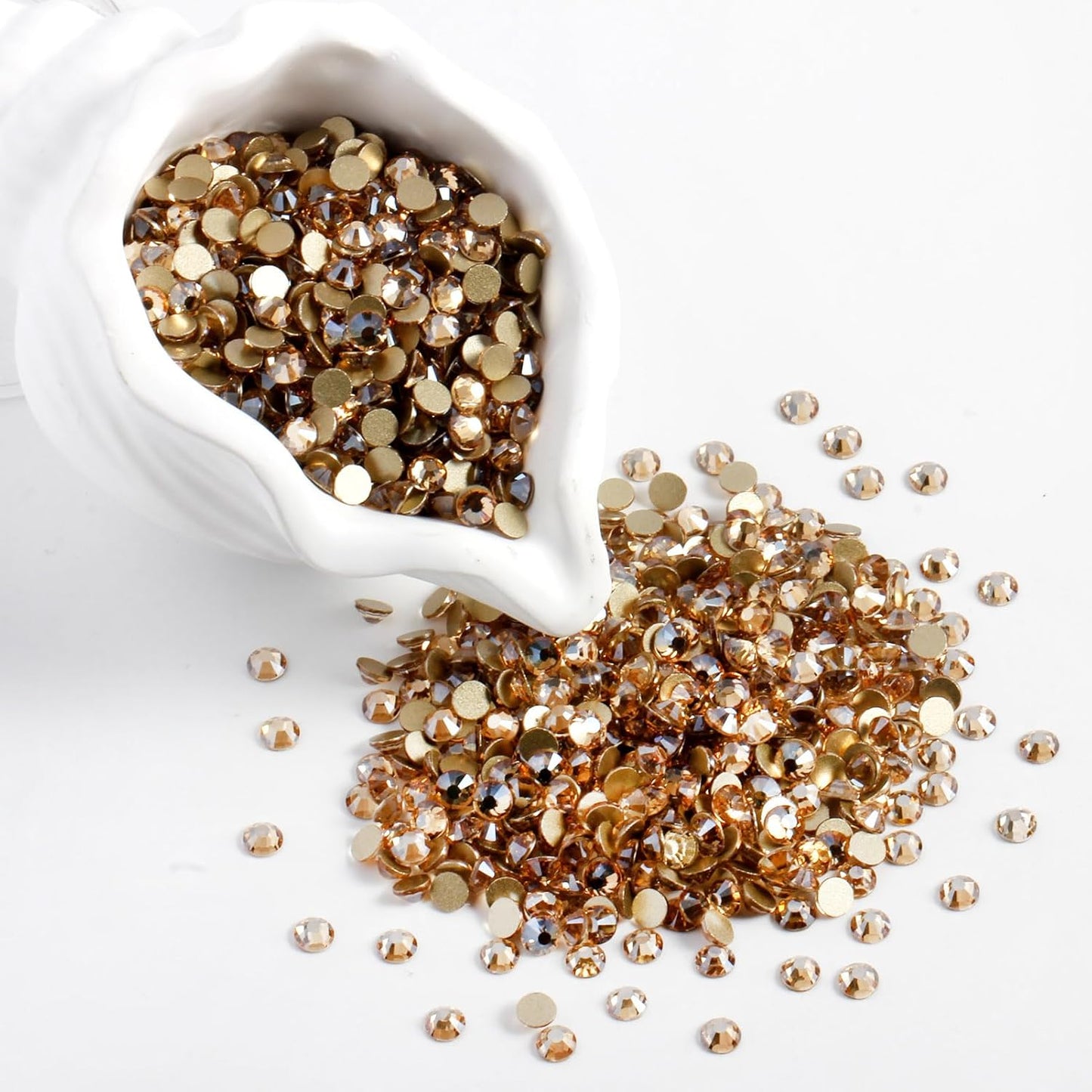 2000 PCS SS20 Flatback Rhinestones,12-Facet Diamond-Cut Glass Gems for Nail Art,Clothing,DIY Crafts,Glue-On Decoration Stones with Silver Backing,Golden Shadow