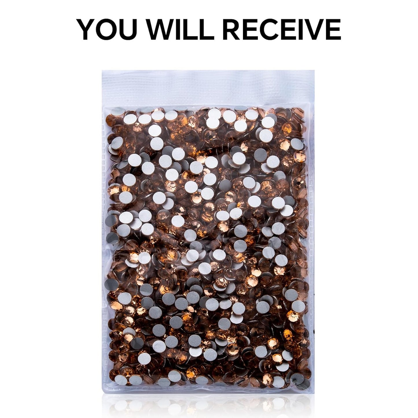 1440Pcs Champagne Crystal Rhinestones,Glass Flatback Rhinestones Gemstones for Nail Face Makeup Art Crafts Clothes Decoration -(SS20,4.8mm,Champagne)