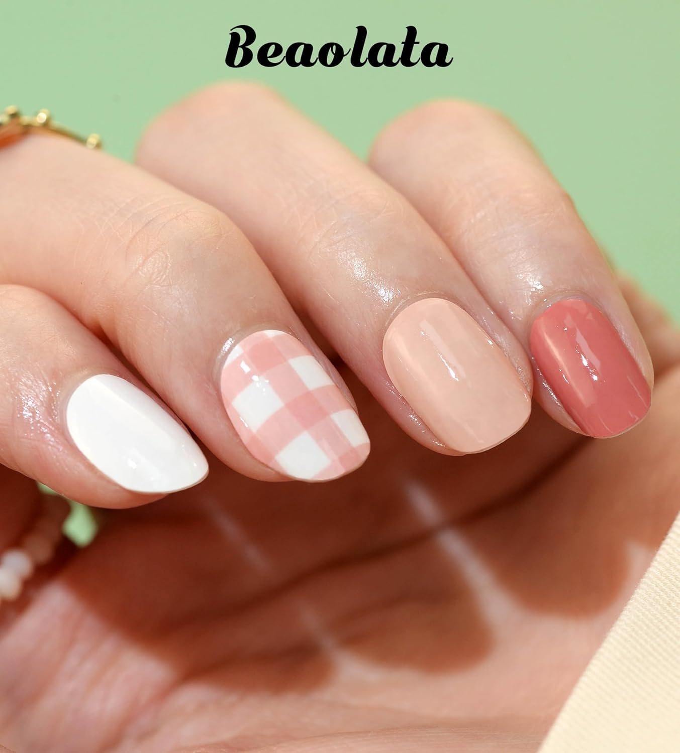 Nail Polish Strips Long Lasting, 20Pcs Wraps, Easy Apply& Remove Salon Quality Gel Nail Stickers (Girls picnic time pink)